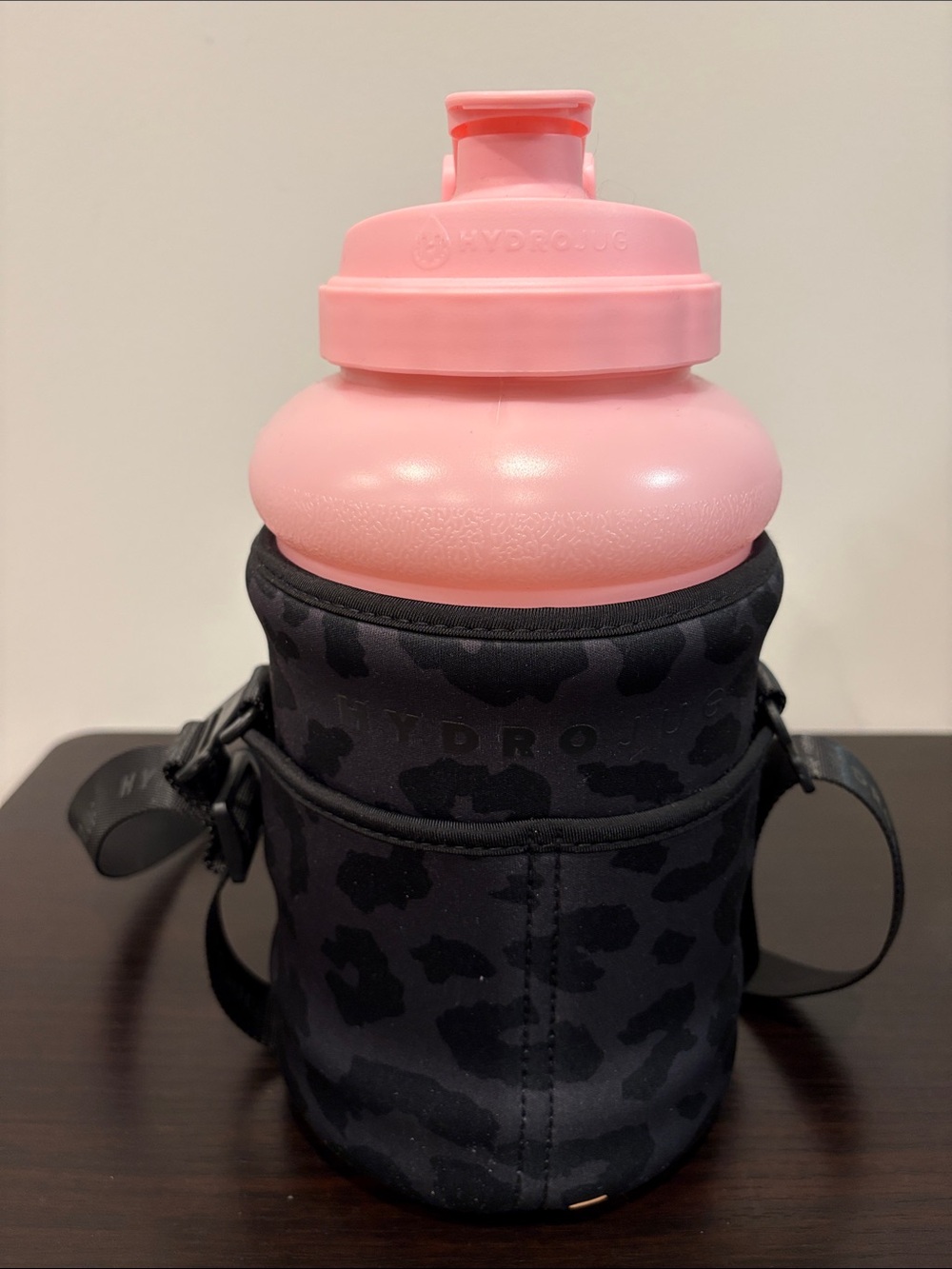HydroJug Pink Water Bottle with Black Neoprene Carrier
73 oz.